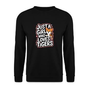 Tiger Tier Zoo Wildtier - Unisex Pullover - Schwarz - Vorne - Alina (178cm) & Michal (187cm)