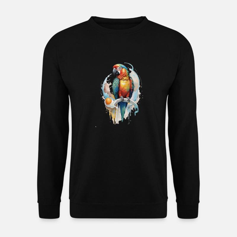 Papagei Wasserfarbe - Unisex Pullover - Schwarz