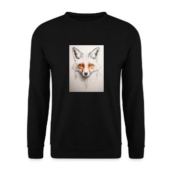 Geometrischer Fuchs - Unisex Pullover - Schwarz - Vorne - Alina (178cm) & Michal (187cm)