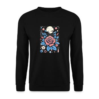 Cosmic Rose - Unisex Sweatshirt - black - Front - Alina (178cm) & Michal (187cm)