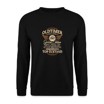 Oldtimer Baujahr 1967 Jahrgang Geburtstag Geschenk - Unisex Pullover - Schwarz - Vorne - Alina (178cm) & Michal (187cm)