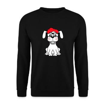 Hund Nerd Hornbrille Geek Zahnspange Schlau Lustig - Unisex Pullover - Schwarz - Vorne - Alina (178cm) & Michal (187cm)