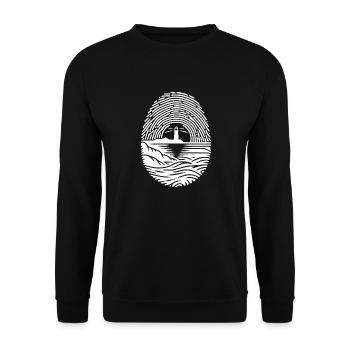 Coucher de soleil au bord de la mer Phare Empreinte digitale - Sweat-shirt Unisexe - noir - Devant - Alina (178cm) & Michal (187cm)