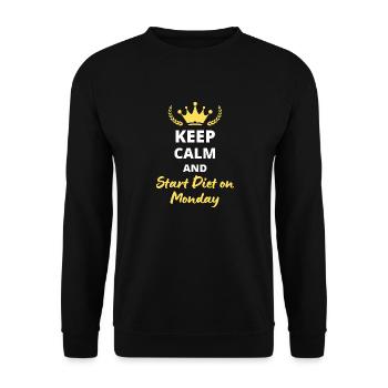Keep Calm and Start Diet Monday - Sweat-shirt Unisexe - noir - Devant - Alina (178cm) & Michal (187cm)