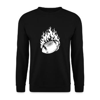 Vintage American Football in Flames and Fire - Unisex Sweatshirt - black - Front - Alina (178cm) & Michal (187cm)
