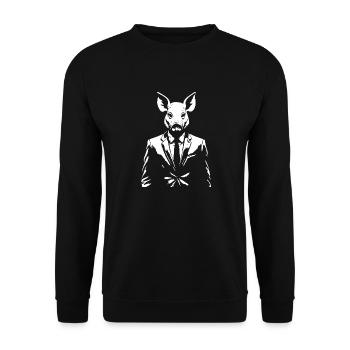 Mann mit Schweinemaske - Unisex Pullover - Schwarz - Vorne - Alina (178cm) & Michal (187cm)