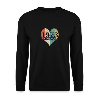 Weinlese 1973 Retro - Unisex Pullover - Schwarz - Vorne - Alina (178cm) & Michal (187cm)