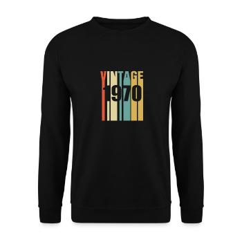 Jahrgang 1970 Retro - Unisex Pullover - Schwarz - Vorne - Alina (178cm) & Michal (187cm)