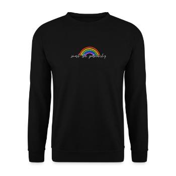 🌈 Smash the Patriarchy – Feminist Rainbow Design - Unisex Pullover - Schwarz - Vorne - Alina (178cm) & Michal (187cm)