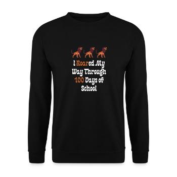 I Roared My Way Through 100 Days of School - Unisex Sweatshirt - black - Front - Alina (178cm) & Michal (187cm)