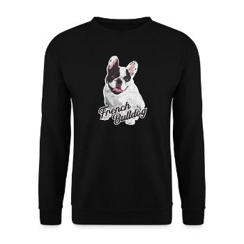 FRENCH BULLDOGGEN LIEBE HUNDEN BULLDOGGE SÜß MOTIV - Unisex Pullover - Schwarz - Vorne - Alina (178cm) & Michal (187cm)