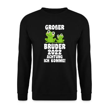 Bruder Geschwister Frosch Grosser Bruder Geschenk - Unisex Pullover - Schwarz - Vorne - Alina (178cm) & Michal (187cm)