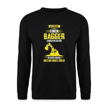 Baggerfahrer Bagger Bagger fahren Geschenk - Unisex Pullover - Schwarz - Vorne - Alina (178cm) & Michal (187cm)