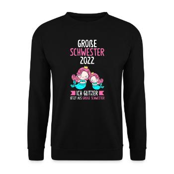 Große Schwester 2022 Meerjungfrau Geschwister Gesc - Unisex Pullover - Schwarz - Vorne - Alina (178cm) & Michal (187cm)