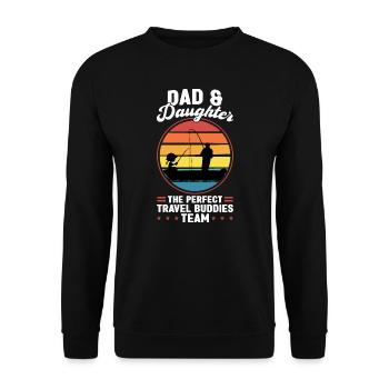 Vater Angler Vater & Tochter Angeln Vater Geschenk - Unisex Pullover - Schwarz - Vorne - Alina (178cm) & Michal (187cm)