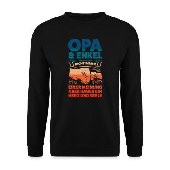 Opa & Enkel Familie Enkel Geschenk - Unisex Pullover - Schwarz - Vorne - Alina (178cm) & Michal (187cm)