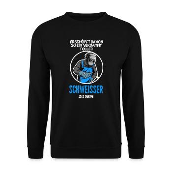 Schweißer Beruf Handwerker Geschenk - Unisex Pullover - Schwarz - Vorne - Alina (178cm) & Michal (187cm)