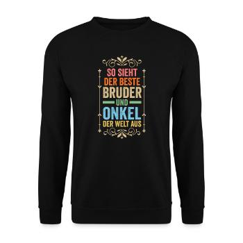 Bruder & Onkel Familie Bruder Geschenk - Unisex Pullover - Schwarz - Vorne - Alina (178cm) & Michal (187cm)