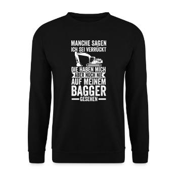 Bagger Fahrer Baumaschine Geschenk - Unisex Pullover - Schwarz - Vorne - Alina (178cm) & Michal (187cm)
