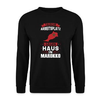 Marokko Flagge Marokkanisch Geschenk - Unisex Pullover - Schwarz - Vorne - Alina (178cm) & Michal (187cm)