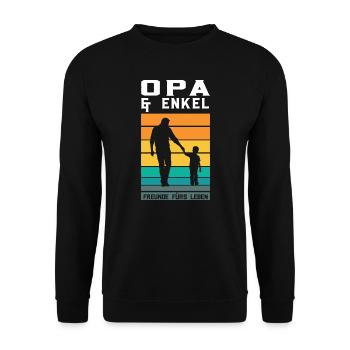 Opa Familie Grossvater Geschenk - Unisex Pullover - Schwarz - Vorne - Alina (178cm) & Michal (187cm)
