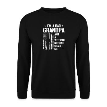 Ich bin Papa Opa & Veteran Vatertag Papa Opa - Unisex Pullover - Schwarz - Vorne - Alina (178cm) & Michal (187cm)