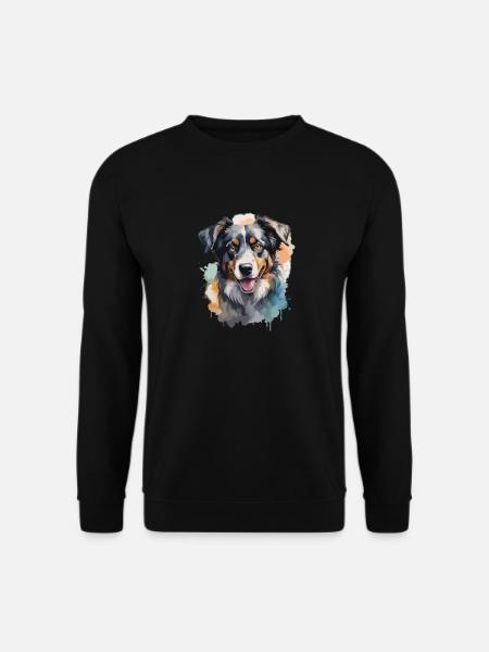 Australian Shepherd Hund Coole Farbexplosion - Unisex Pullover - Schwarz