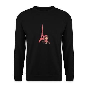 French Girl & Eiffel Tower Proud France French - Unisex Sweatshirt - black - Front - Alina (178cm) & Michal (187cm)