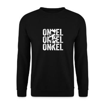 Federball Onkel Badminton - Unisex Pullover - Schwarz - Vorne - Alina (178cm) & Michal (187cm)