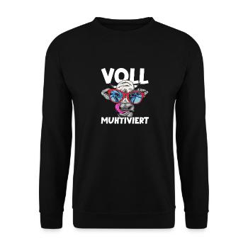 Cow Fully Muhtived - Unisex Sweatshirt - black - Front - Alina (178cm) & Michal (187cm)