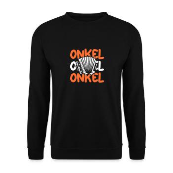 Akkordeonspieler Onkel Akkordeon - Unisex Pullover - Schwarz - Vorne - Alina (178cm) & Michal (187cm)