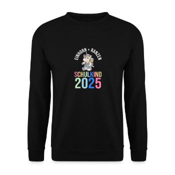 Kita Abschied Erste Klasse Einschulung 2025 - Unisex Pullover - Schwarz - Vorne - Alina (178cm) & Michal (187cm)