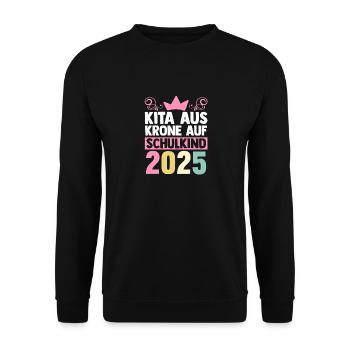 Kita Abschied Erste Klasse Einschulung 2025 - Unisex Pullover - Schwarz - Vorne - Alina (178cm) & Michal (187cm)