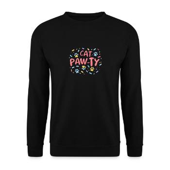 Cat Pawty - Cat Party Design with Cat Paws - Unisex Sweatshirt - black - Front - Alina (178cm) & Michal (187cm)