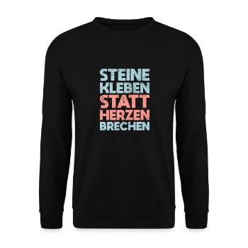 Steine Kleben Statt Herzen Brechen - Unisex Pullover - Schwarz - Vorne - Alina (178cm) & Michal (187cm)