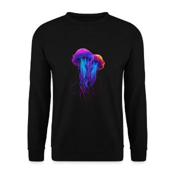 Qualle Schwarm Sea Beach Meduse Marine Diver - Unisex Pullover - Schwarz - Vorne - Alina (178cm) & Michal (187cm)