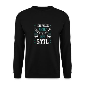 Ich falle nicht - Reiter Reiterin - Unisex Pullover - Schwarz - Vorne - Alina (178cm) & Michal (187cm)