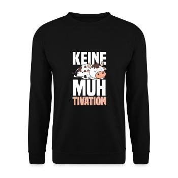 Kuh Faul Kuhbauer - Keine Muhtivation - Unisex Pullover - Schwarz - Vorne - Alina (178cm) & Michal (187cm)
