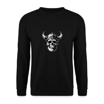 Skull with helmet and horns on splashes of paint - Unisex Sweatshirt - black - Front - Alina (178cm) & Michal (187cm)