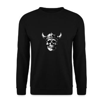 Skull with helmet and horns on splashes of paint - Unisex Sweatshirt - black - Front - Alina (178cm) & Michal (187cm)