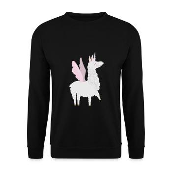 Alpaca Lama unicorn gift - Unisex Sweatshirt - black - Front - Alina (178cm) & Michal (187cm)