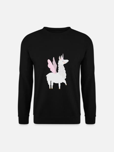 Alpaka Lama Einhorn Geschenk - Unisex Pullover - Schwarz