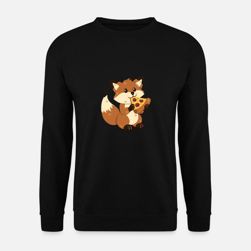 Fox with pizza - Unisex Sweatshirt - black