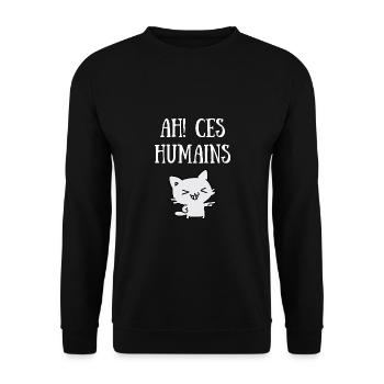 ah! ces humains - Sweat-shirt Unisexe - noir - Devant - Alina (178cm) & Michal (187cm)