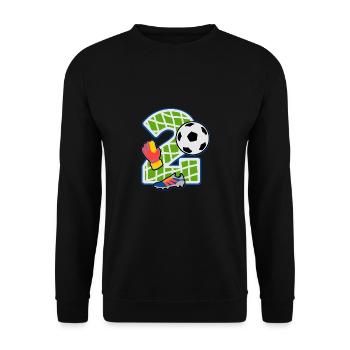 Fußball 2. Geburtstag Nummer 2 - 2 Jahre - Unisex Pullover - Schwarz - Vorne - Alina (178cm) & Michal (187cm)