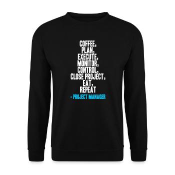 Projektmanager - Wiederholen - Unisex Pullover - Schwarz - Vorne - Alina (178cm) & Michal (187cm)
