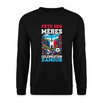 Fête des mères aux racines françaises, maman, meilleur - Sweat-shirt Unisexe - noir - Devant - Alina (178cm) & Michal (187cm)