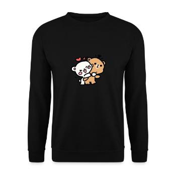 Lait & Moka Hug - Sweat-shirt Unisexe - noir - Devant - Alina (178cm) & Michal (187cm)