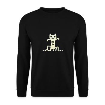 Leicht tanzende Katze - Unisex Pullover - Schwarz - Vorne - Alina (178cm) & Michal (187cm)
