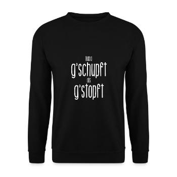 liaba g´schupft als g´stopft - Unisex Pullover - Schwarz - Vorne - Alina (178cm) & Michal (187cm)